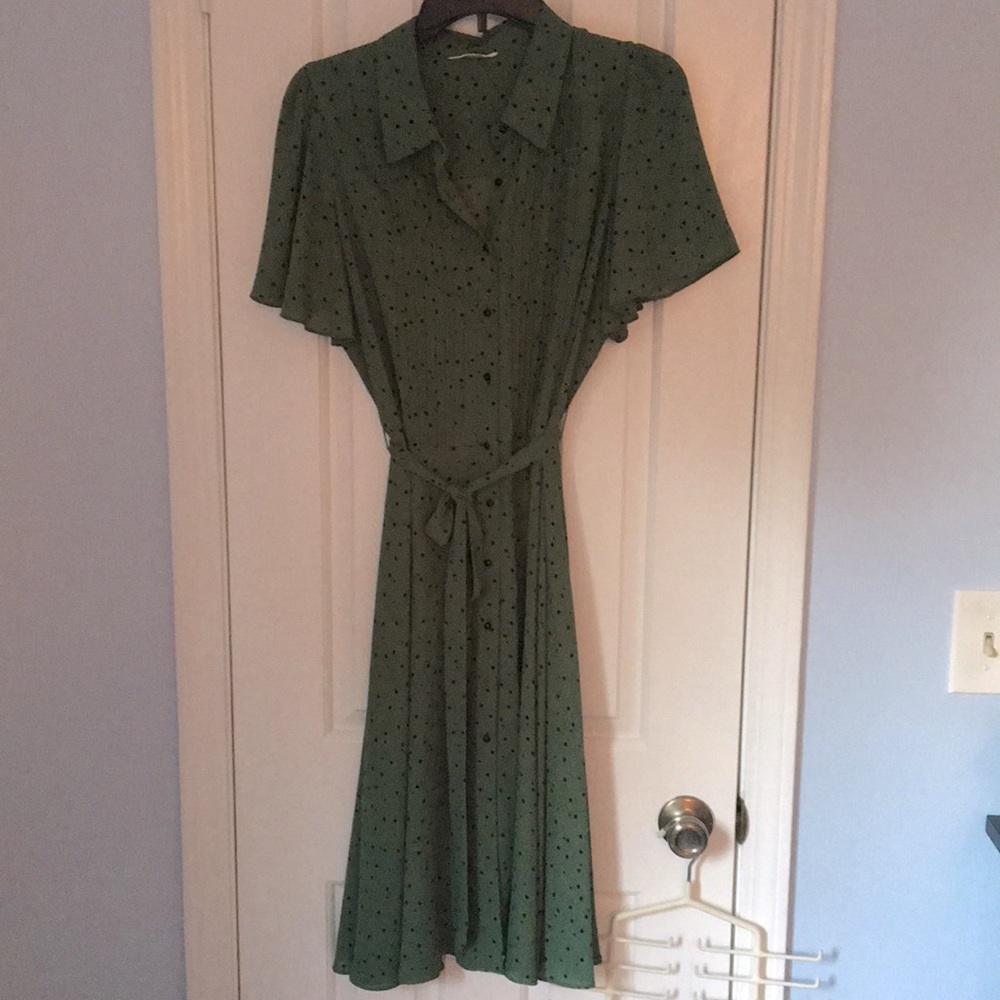 Nanette Lepore green and black polka dot dress